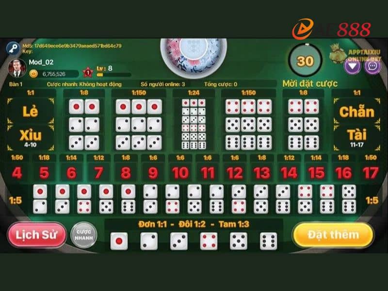 Cách cược tài xỉu chẵn lẻ theo các cửa đặt cược khác nhau
